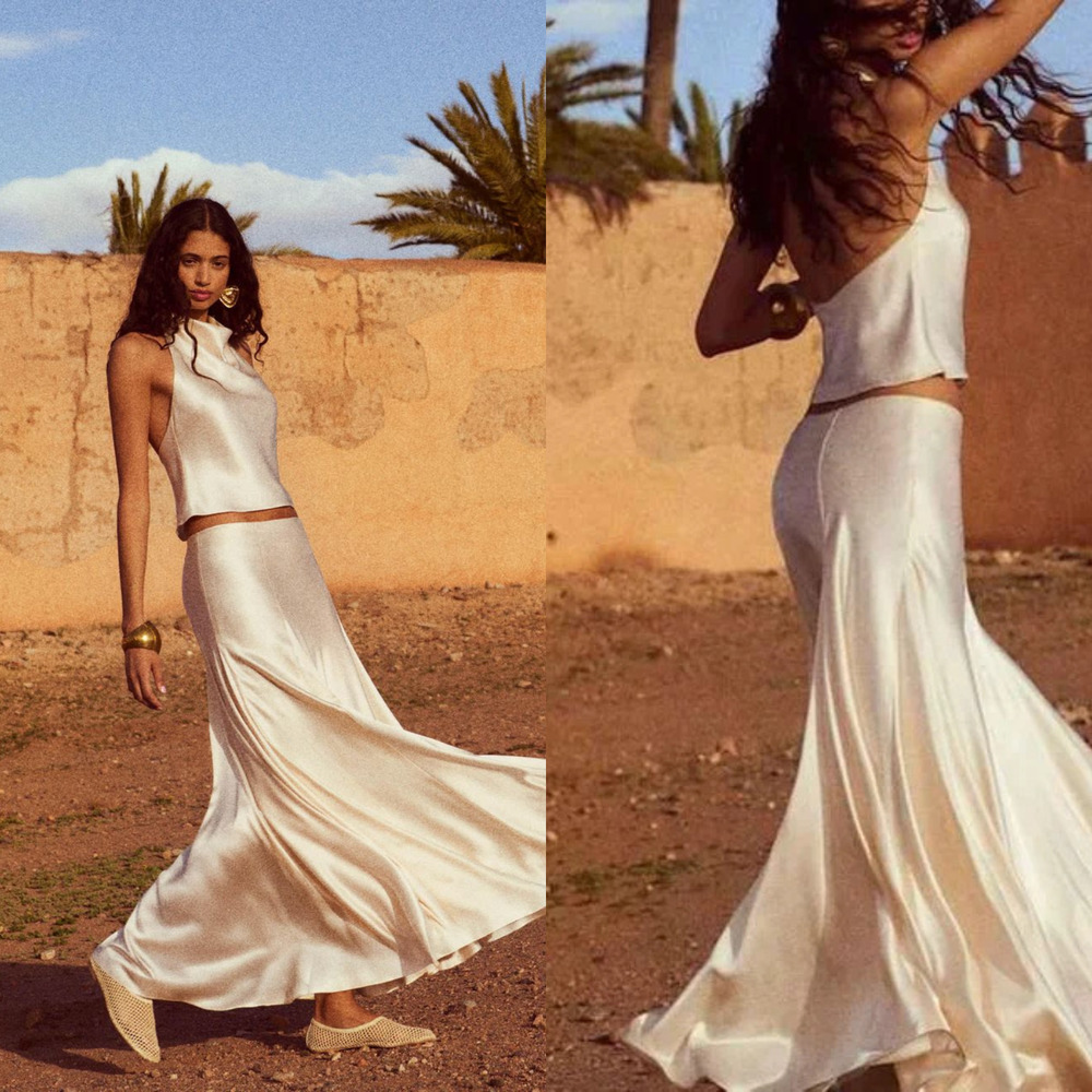 New Reformation Sera Silk Skirt